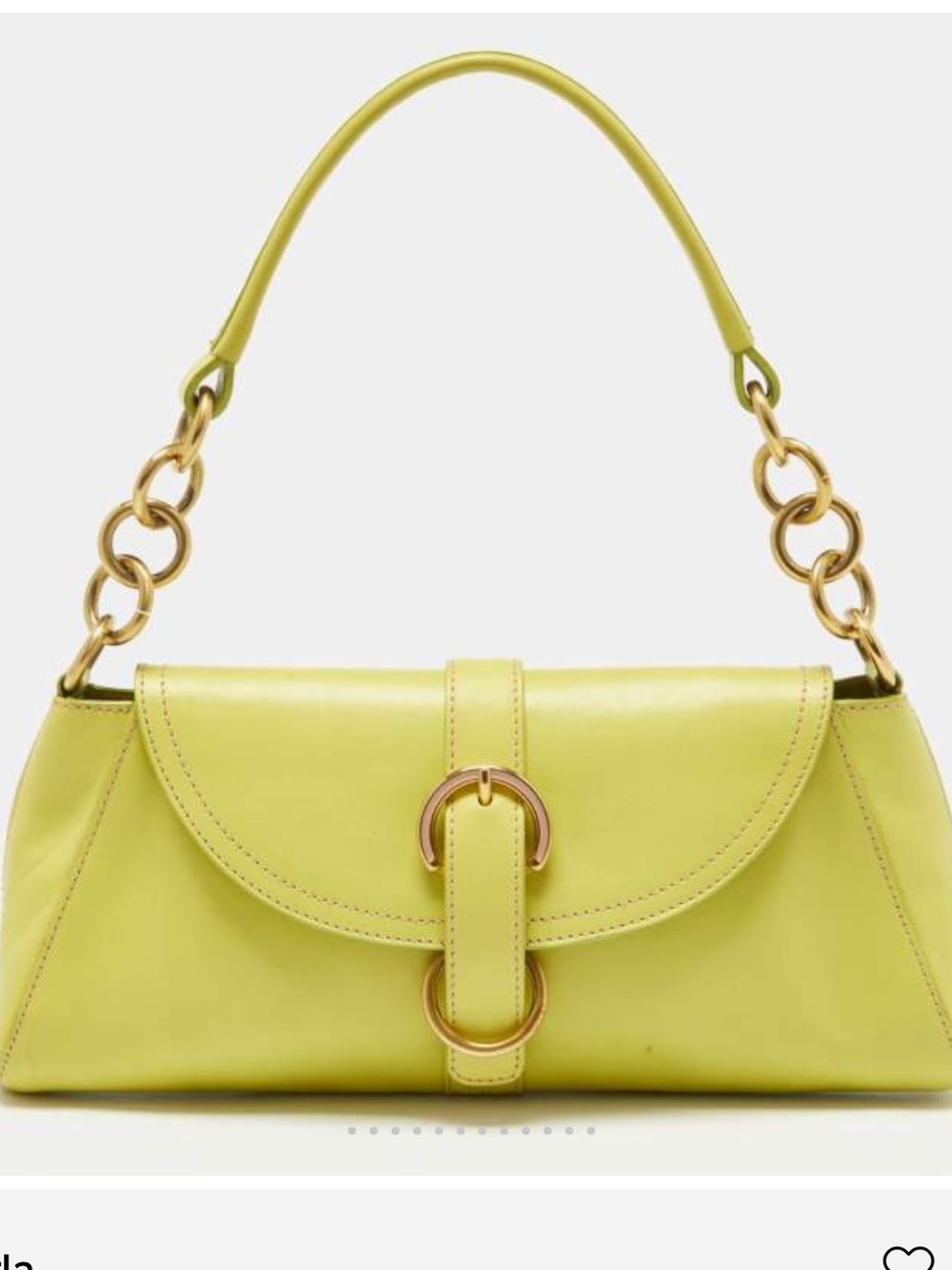 Furla Green Leather Flap Baguette Bag